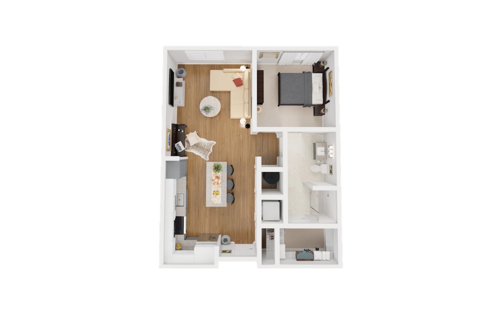 Spartanburg - 1 bedroom floorplan layout with 1 bath and 718 square feet.