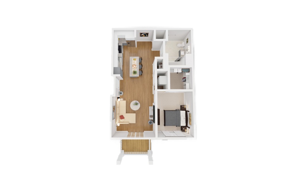 Darlington - 1 bedroom floorplan layout with 1 bath and 765 square feet.