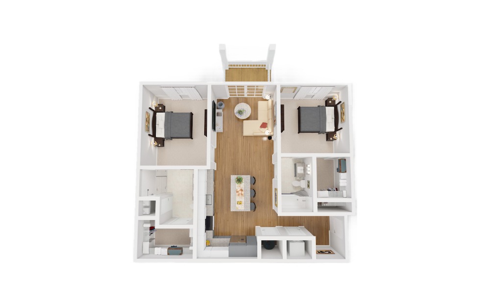 Charleston - 2 bedroom floorplan layout with 2 baths and 1081 square feet.
