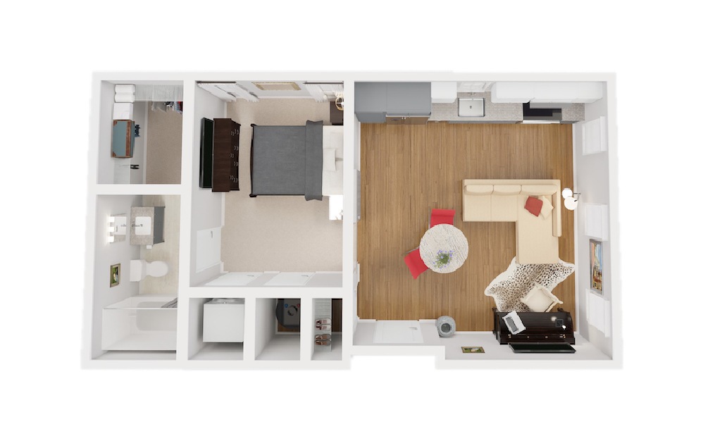 Beaufort - Studio floorplan layout with 1 bath and 576 square feet.